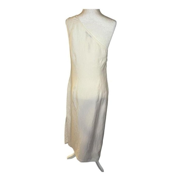Madewell Linen Blend One Shoulder Midi Dress Ivory Size 12 NWT - Picture 3 of 7